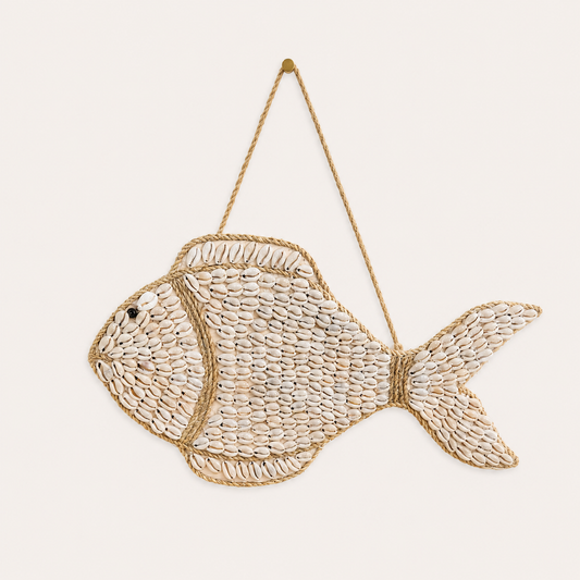 Vis wanddecoratie in naturel en wit