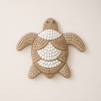 Wanddecoratie turtle met schelpen