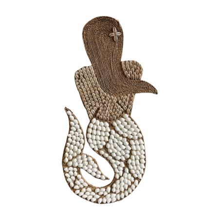 Zeemeermin Wanddecoratie Rotan & Schelp 27 x H50 cm