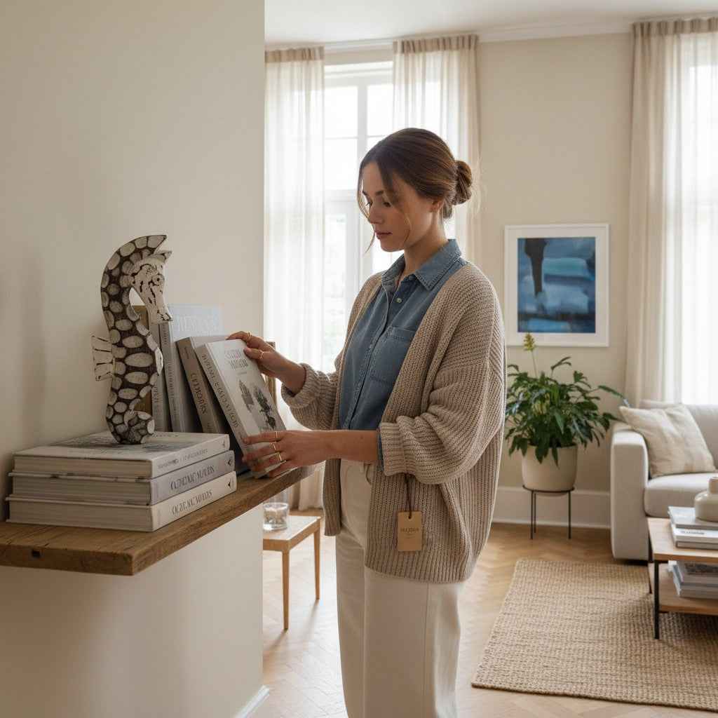 Zeepaard Decoratie Bruin/Wit H25 cm