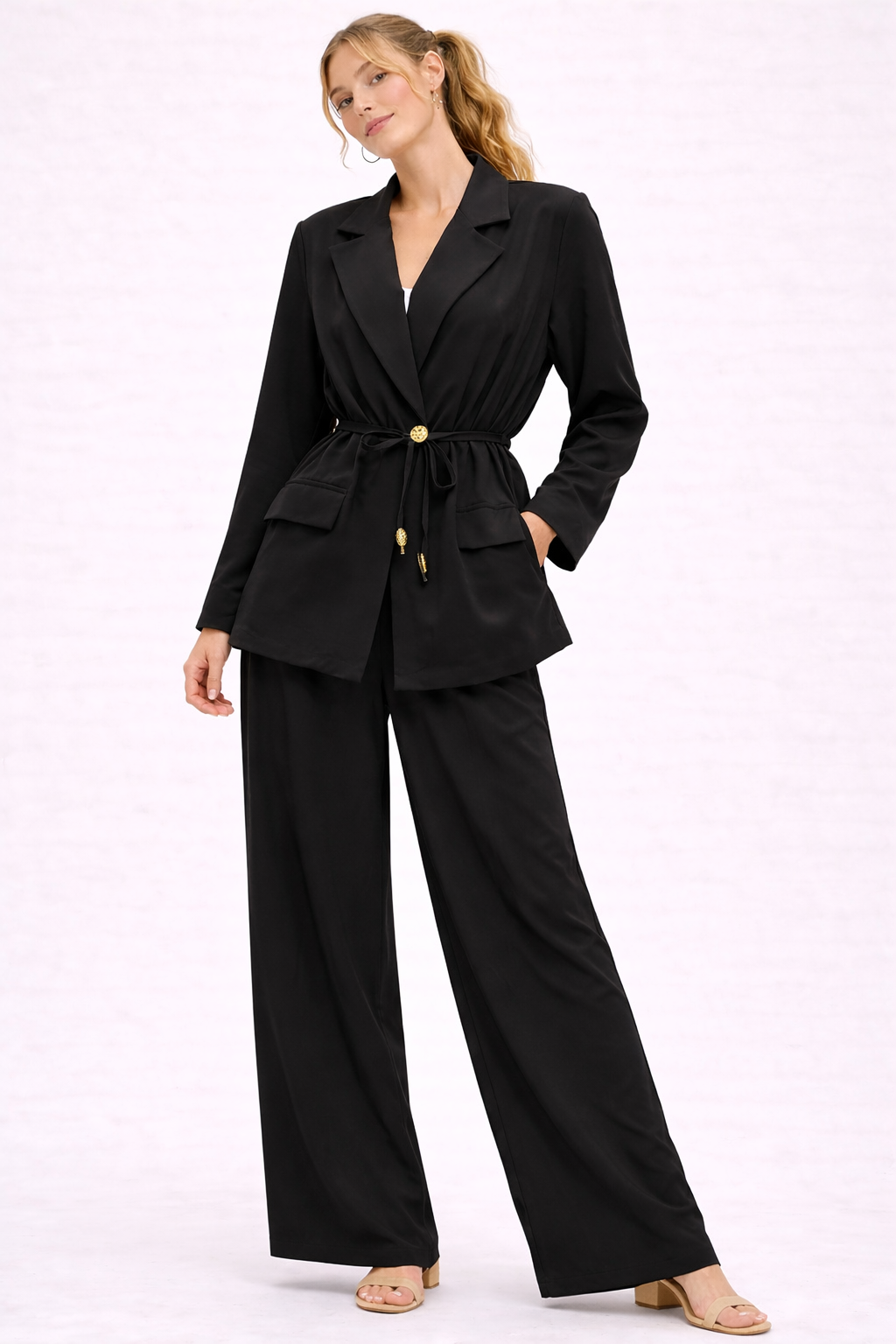 Zwarte 2-delige blazer set voor dames
