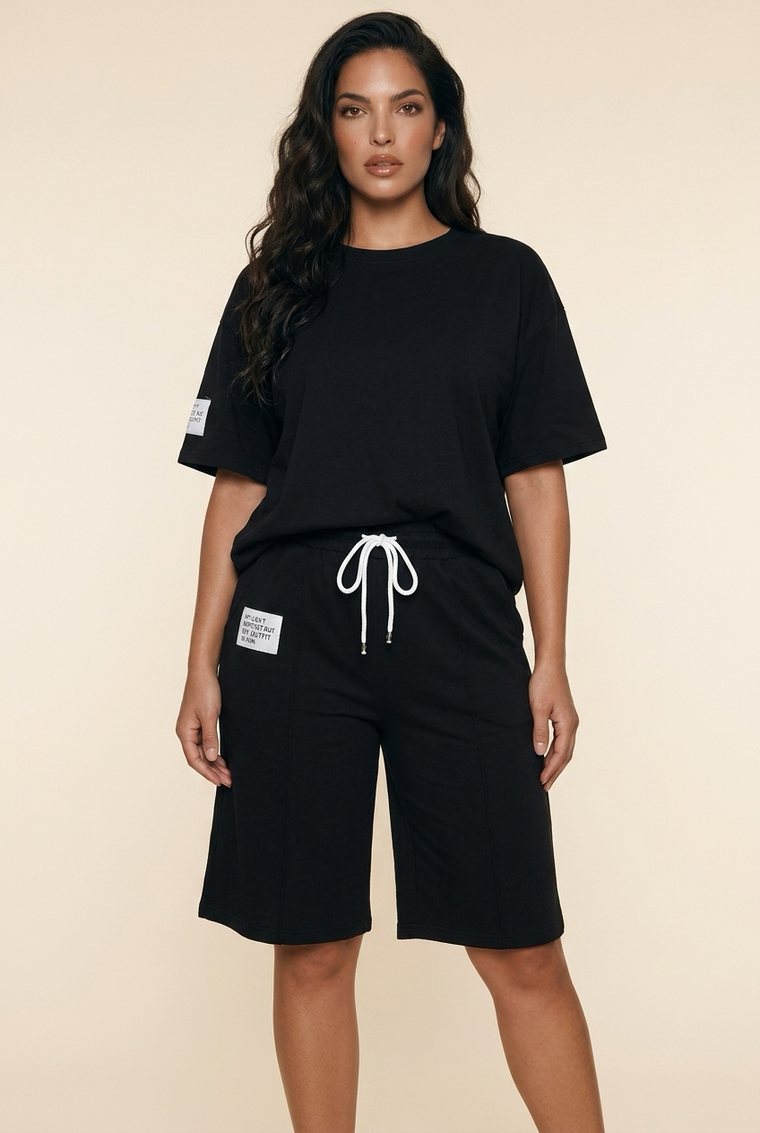 Zwart Label Set met Shirt en Short
