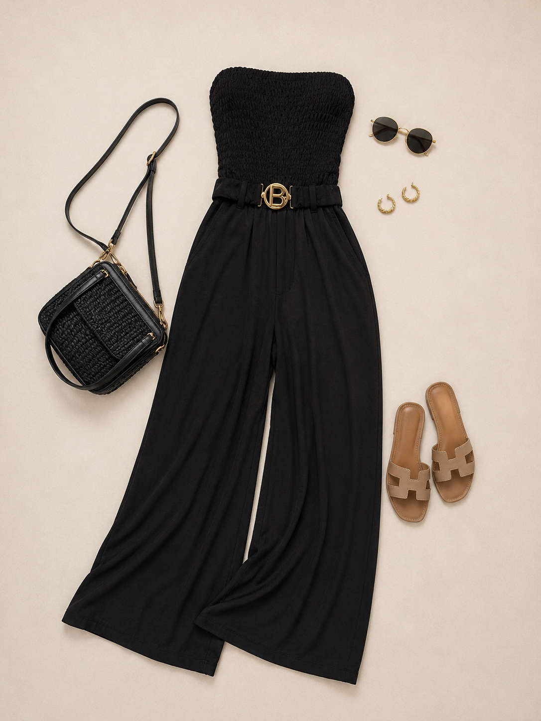 Zwarte jumpsuit met elastisch bovenlijf