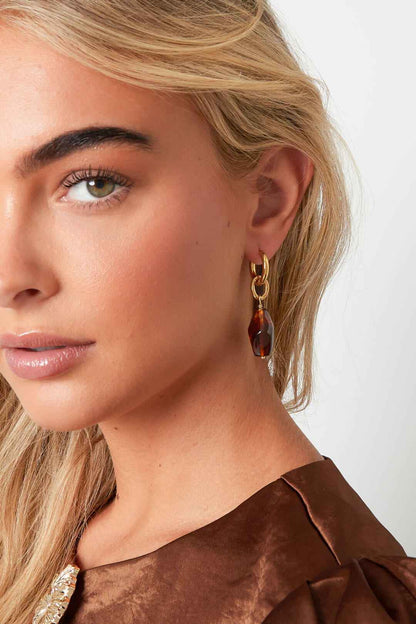 Elegant Drop Earrings in Crimson and Coffee Brown