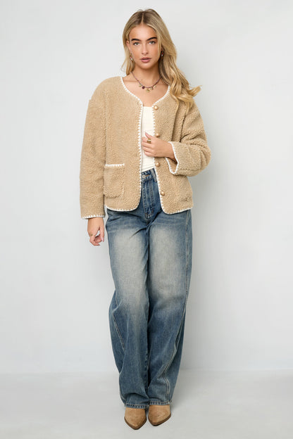 Stylish Color Clash Woven Jacket for Fall/Winter