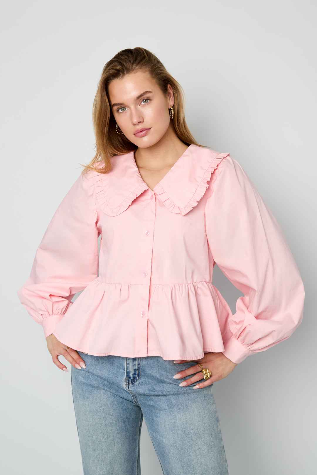 Katoenen blouses en overhemden Effen casual lente/zomerkleding