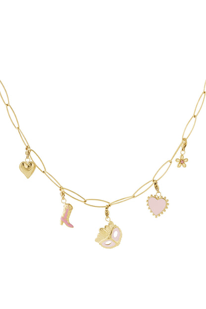 Elegant 14K Gold Plated Flower Heart Necklace