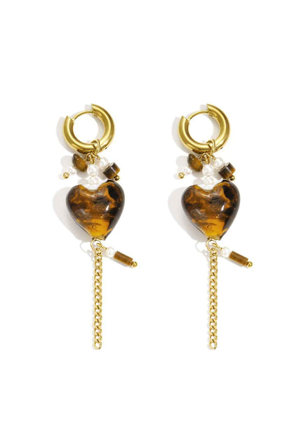 Roestvrijstalen oorbellen met hartvormige hanger, casual en eenvoudig, voor dagelijks gebruik, dames sieraden