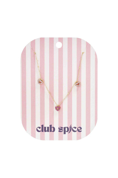 Ketting met roze steentjes in hartjes