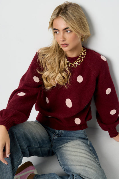 Cozy Knitted Sweater for Fall/Winter - Polka Dots