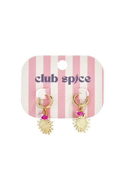 Earrings with sun charm and beads