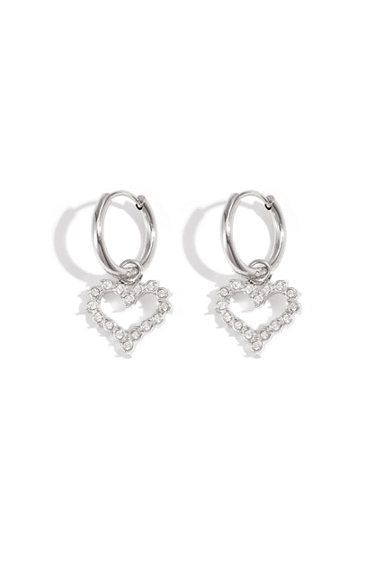 Elegant Heart-Shaped Rhinestone Drop Earrings