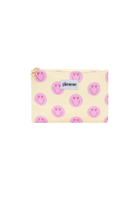 Gimme Yellow Smiling Face Makeup Bag - Casual & Stylish