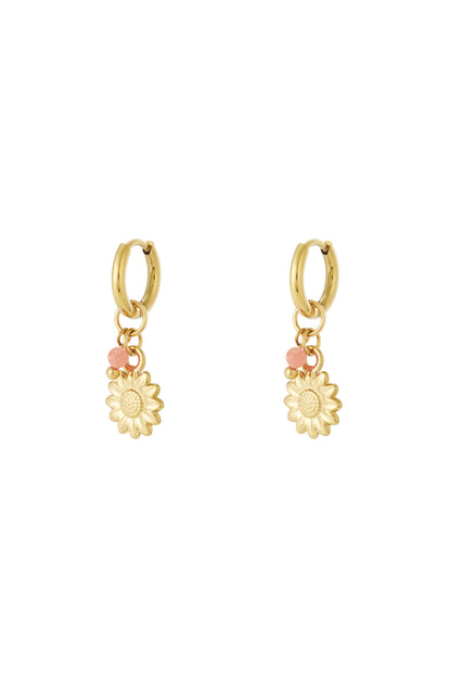 Elegant 14K Gold Plated Flower Drop Earrings
