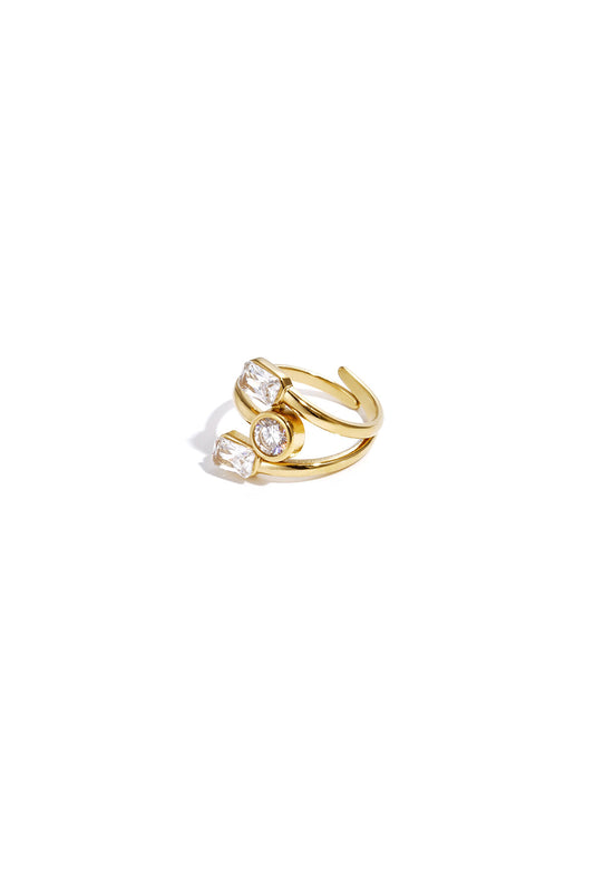 Luxurious Adjustable Rhinestone Ring - Silver & Gold