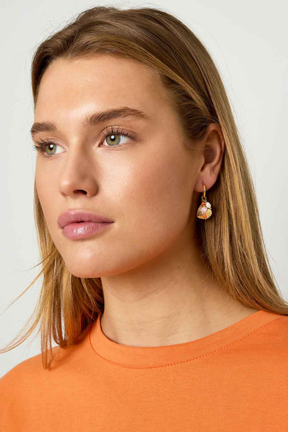 Earrings with beads and heart charm