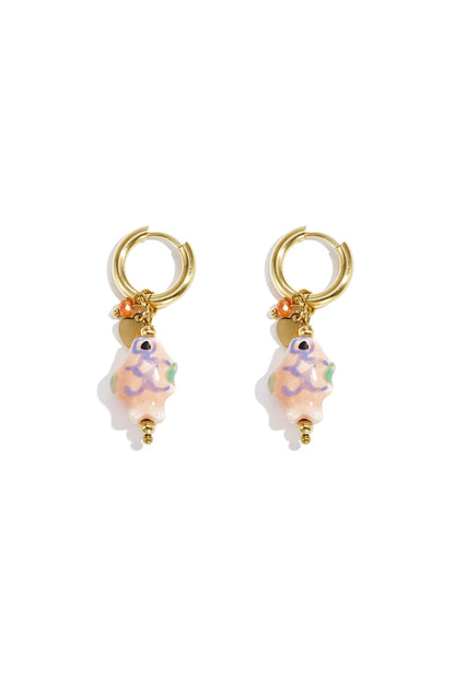 Stylish Pink & Orange Fish Drop Earrings for Spring/Summer