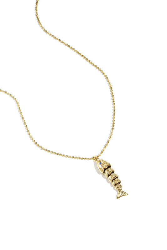 Necklace with moving fish charm