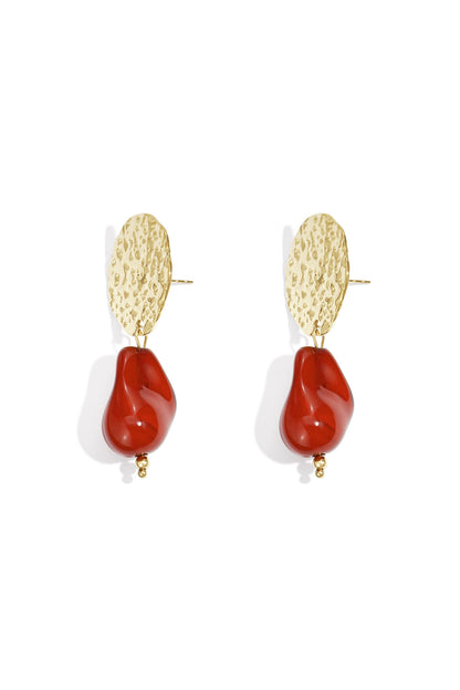 Elegant Crimson & Dark Brown Drop Earrings for Winter