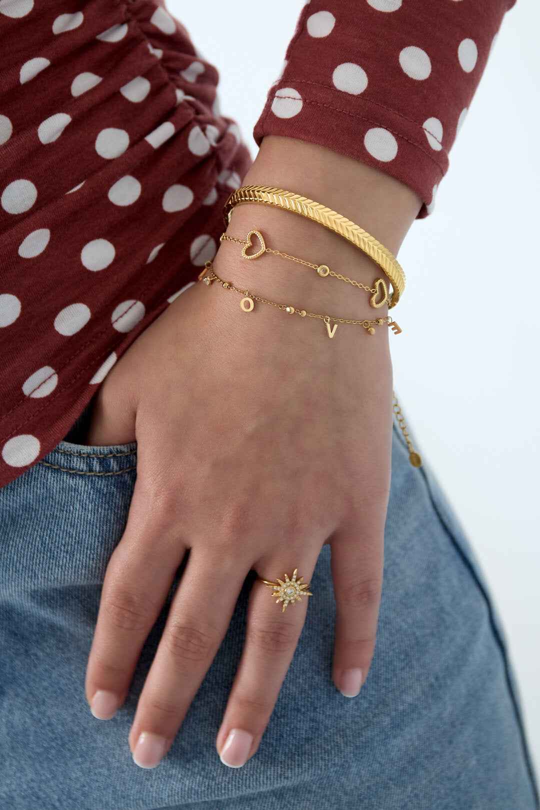 Love armband met hangende steentjes