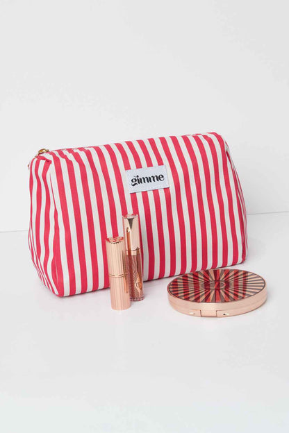 Fuchsia Daily Stripe Makeup Bag - All Fit Polyester Classic