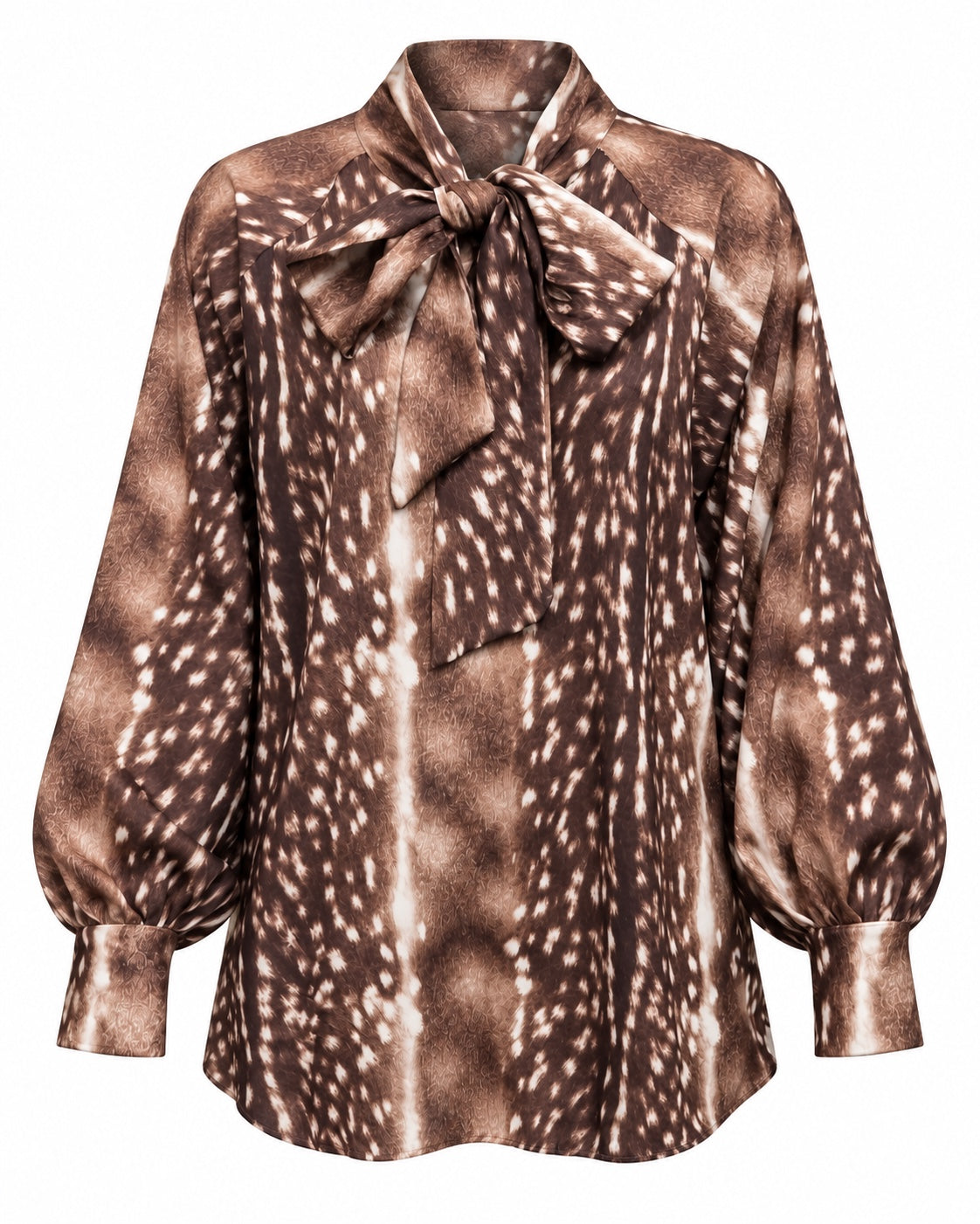 Blouse Bambi met bruine dierenprint en strikdetail productfoto