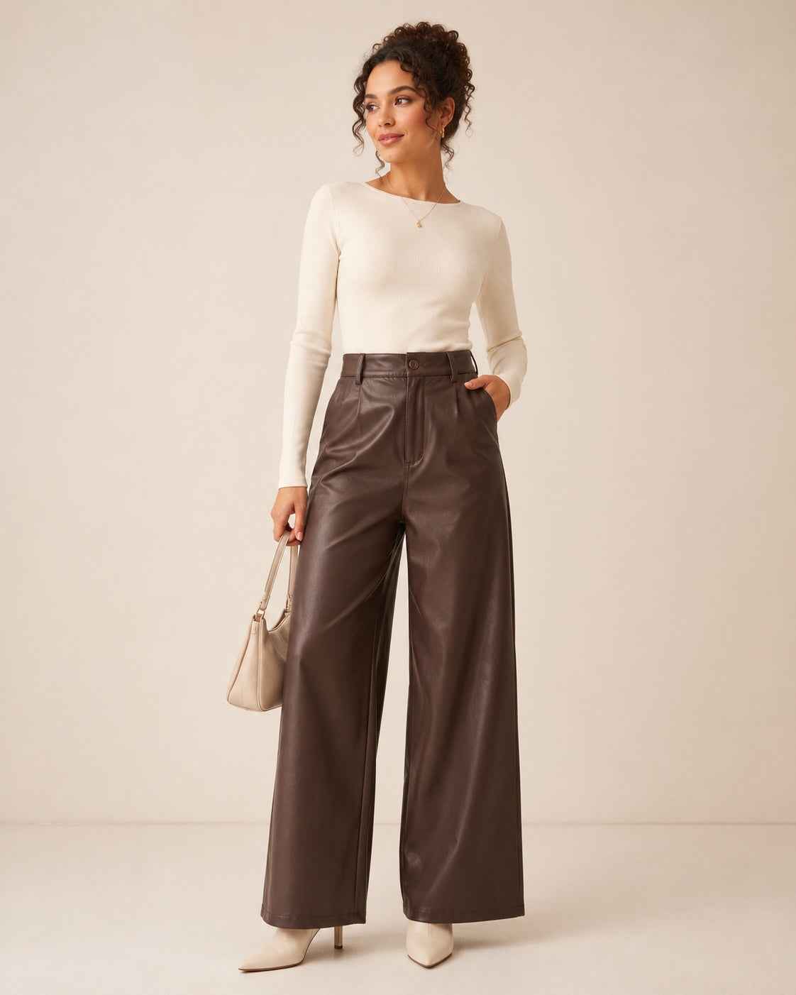 Broek Elodie – Lederlook Wide Leg