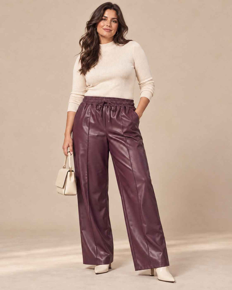 Broek Solène – PU Curve Wide Leg