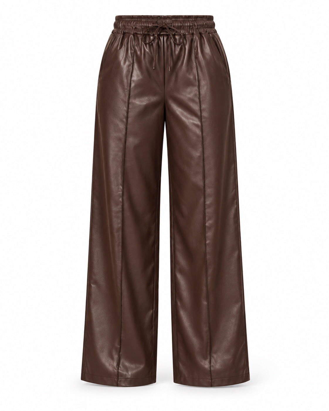 Broek Solène PU leder in chocobruin productfoto