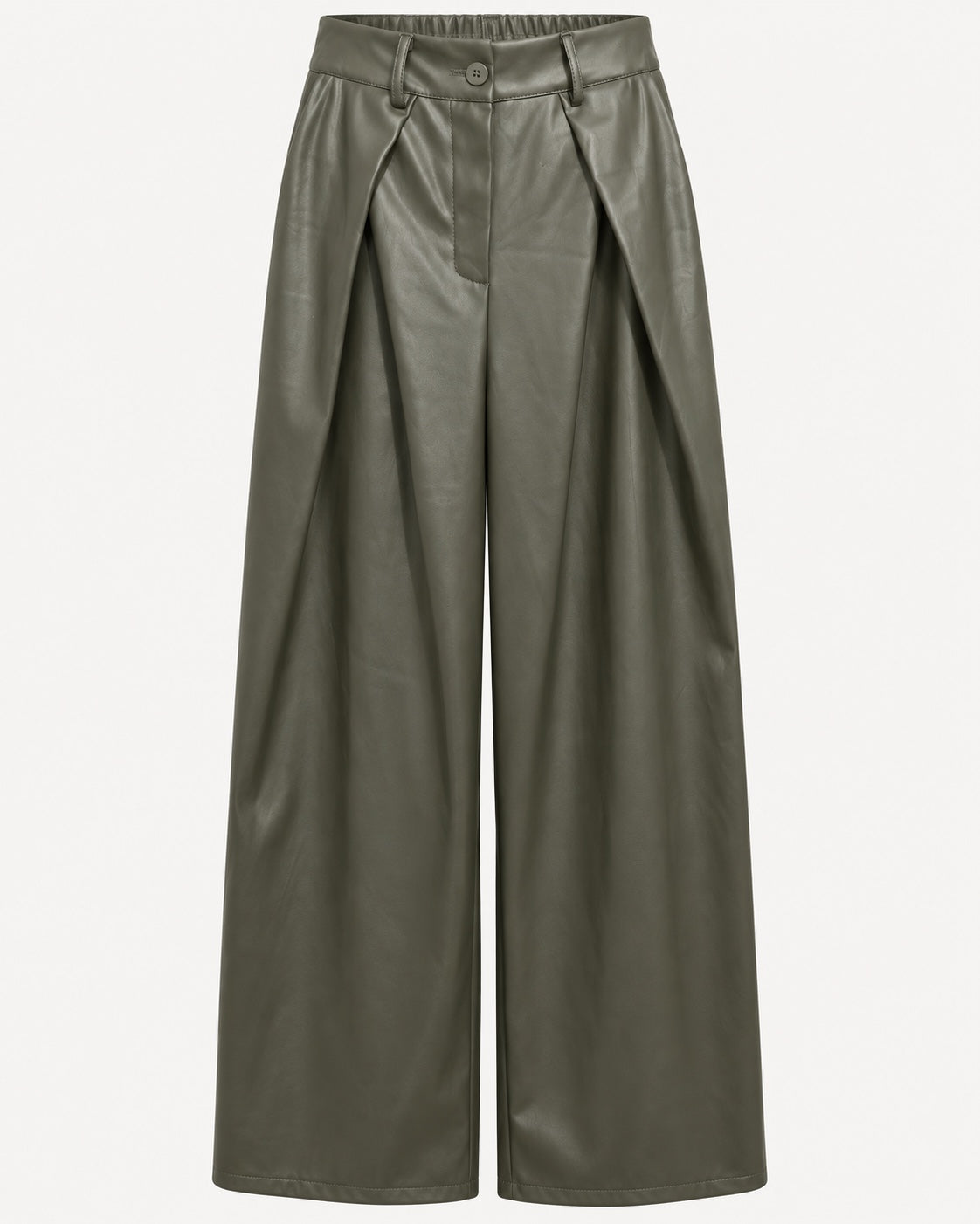 Broek Valora PU leder in khaki productfoto