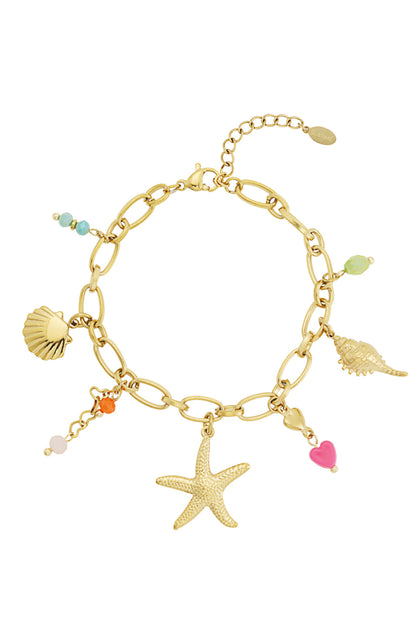 Elegant 14K Gold Plated Charm Bracelet for Summer