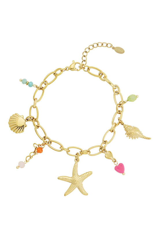 Elegant 14K Gold Plated Charm Bracelet for Summer