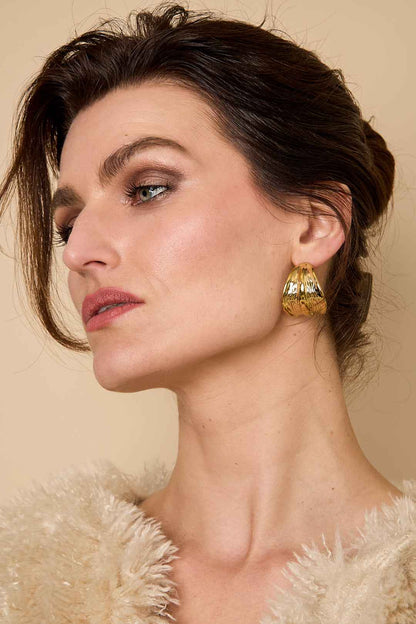Stainless Steel Hoop Earrings leaf Casual Daily Simple Series Women's jewelry