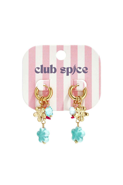 Earrings with flower charms and beads
