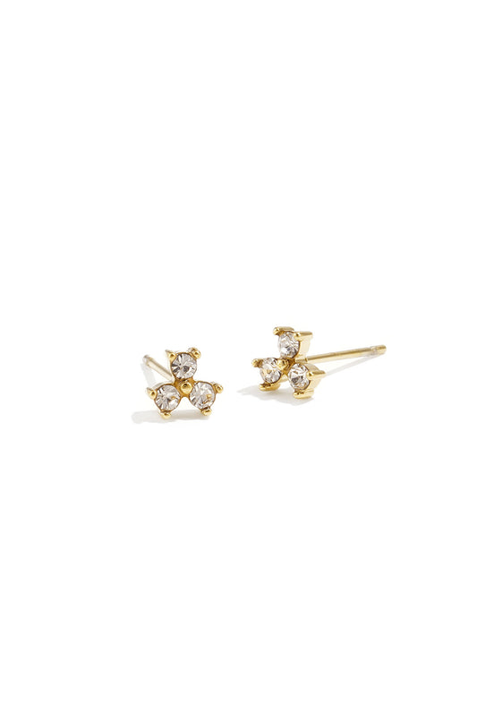Stylish Mini Rhinestone Stud Earrings - Silver & Gold
