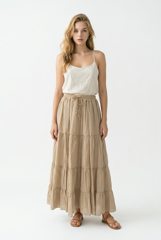 Camel Maxi Rok met Volants