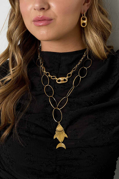Necklace with button detail