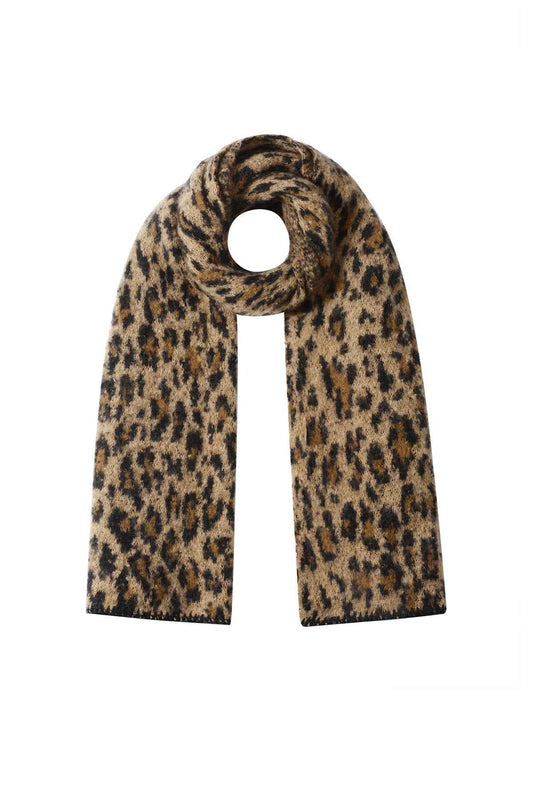 Stylish Khaki & Camel Leopard Print Winter Scarf for Women