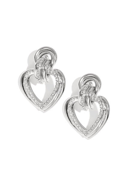 Elegant Heart Shaped Rhinestone Drop Earrings