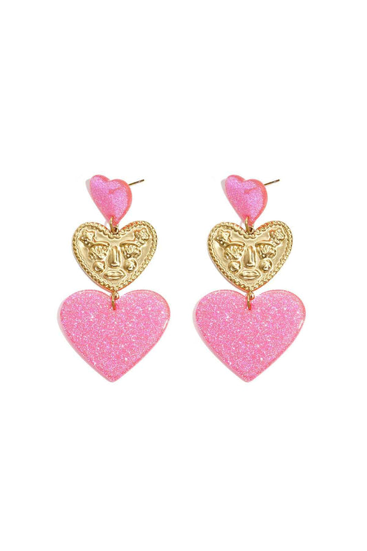 Statement oorbellen met glitter harten