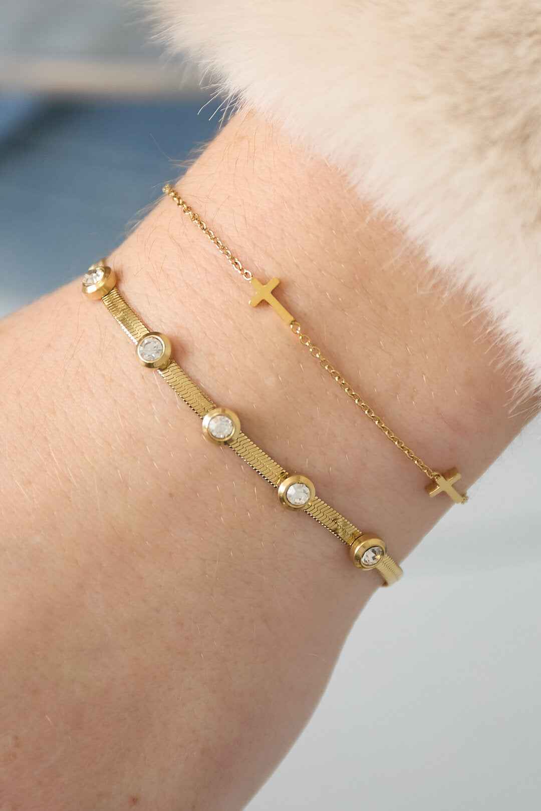 Roestvrijstalen kettingarmbanden met kruis, casual, dagelijks, eenvoudig, serie, damessieraden