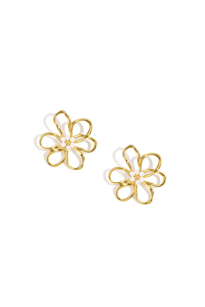 Lumé Gold Stainless Steel Flower Stud Earrings