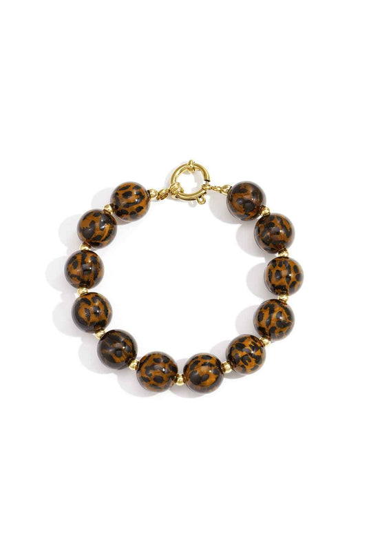 Elegant Leopard Print Beaded Bracelet for Women