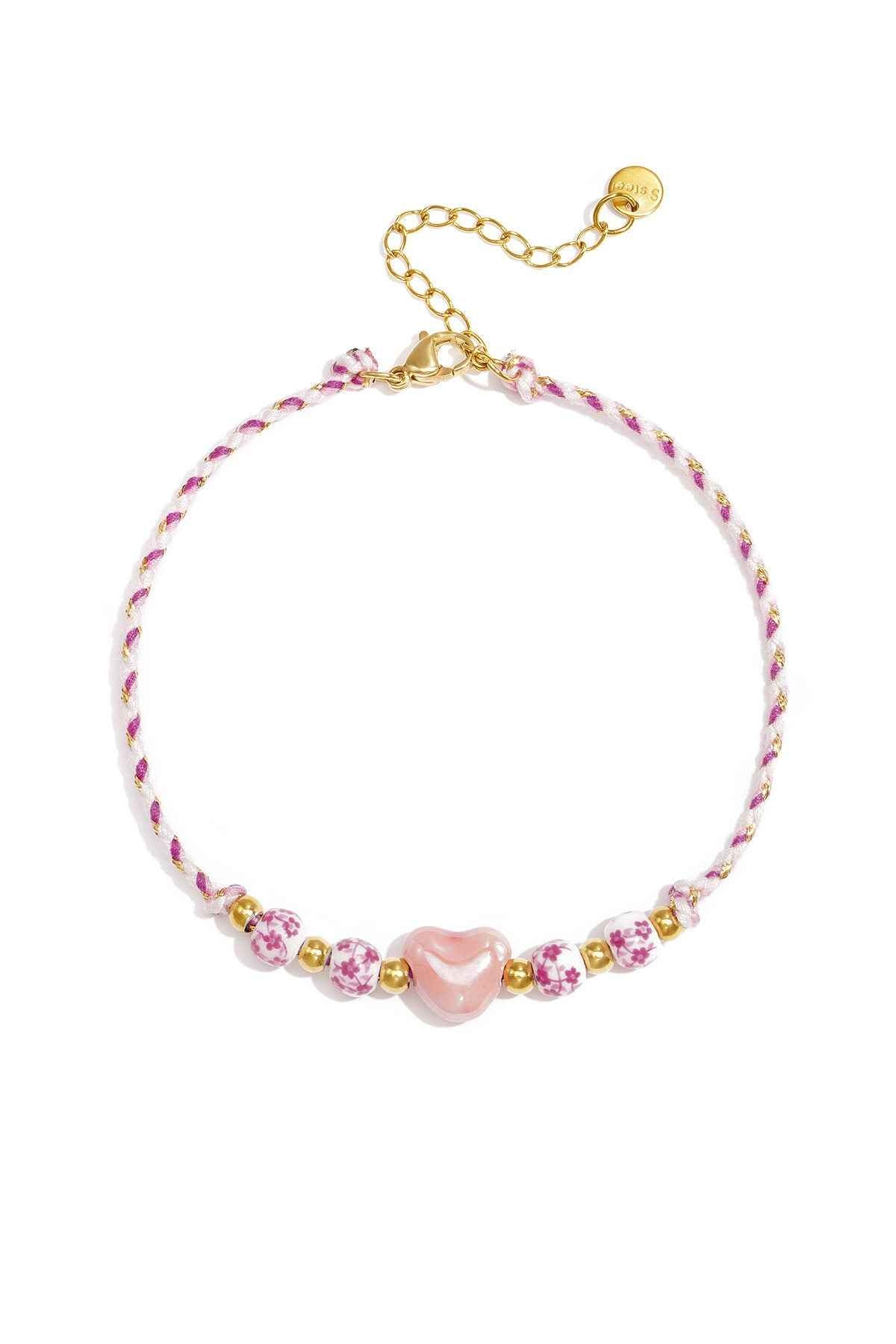 Enkelbandjes van touw met hartje, casual, dagelijks en romantisch design, dames sieraden
