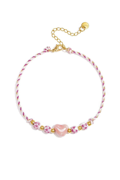 Enkelbandjes van touw met hartje, casual, dagelijks en romantisch design, dames sieraden
