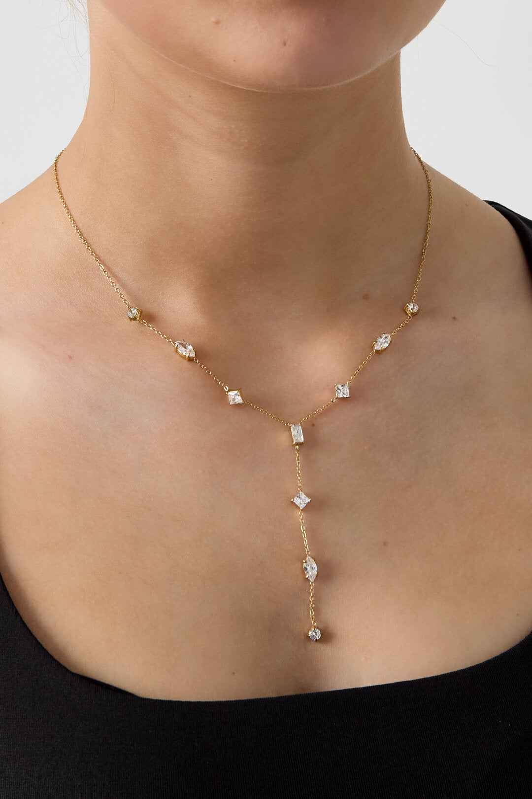 Y-lijn ketting met steentjes