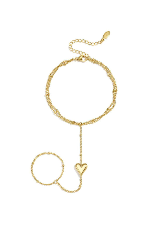 Elegant 14K Gold Plated Heart Hand Chain