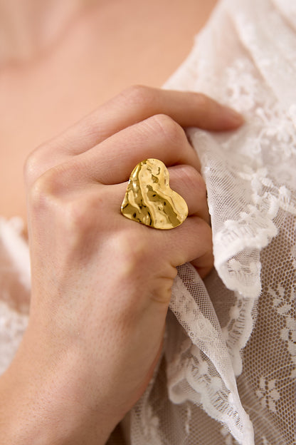 Elegant Adjustable Heart Statement Ring - All Sizes