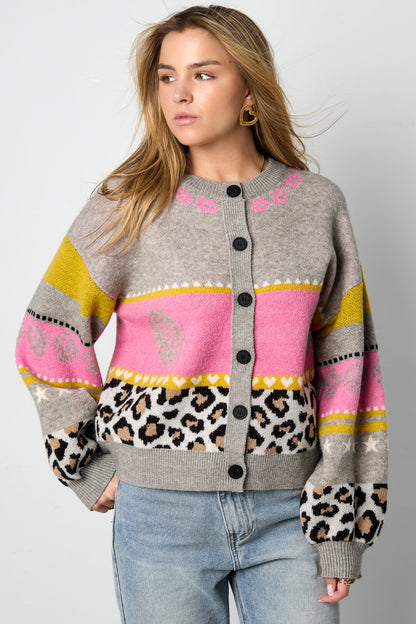 Chic Floral Print Knit Cardigan for Fall/Winter