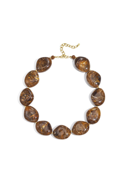 Chic Brown and Crimson Beaded Necklace for Fall